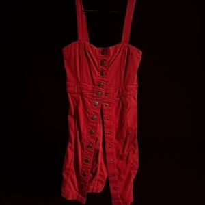 Flattering red button up dress small